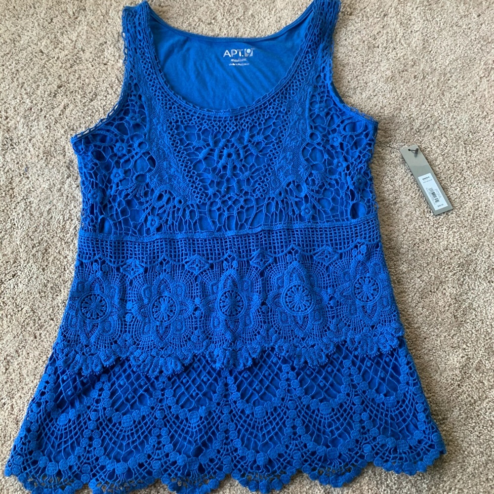 Apt. 9 Royal Blue Crochet Lace Tank Top - Picture 2 of 11
